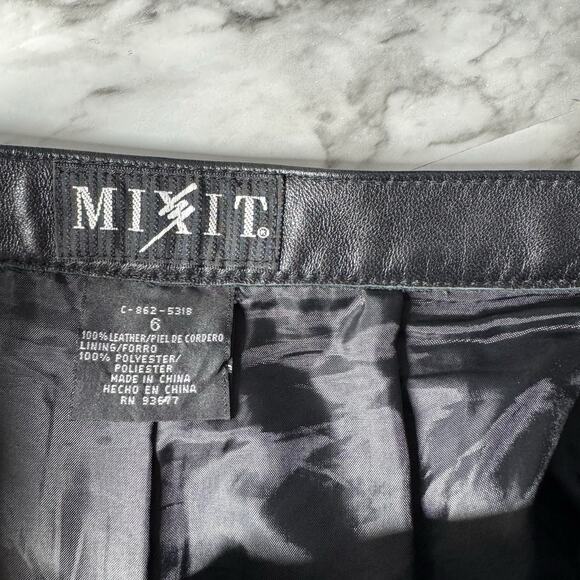 90s Mixit Leather Pants Womens Size 6 Waist 28" Straight Leg Soft Structured - Picture 2 of 13